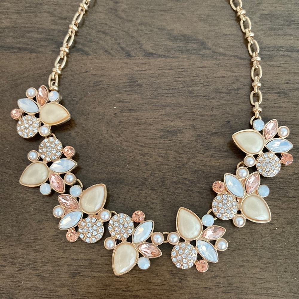 Gold Necklace with Pink